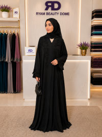 beaded neck abaya