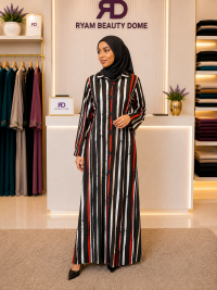 stripped shirt gown with elastic back