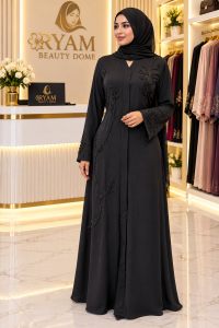 Black beaded after dress abaya